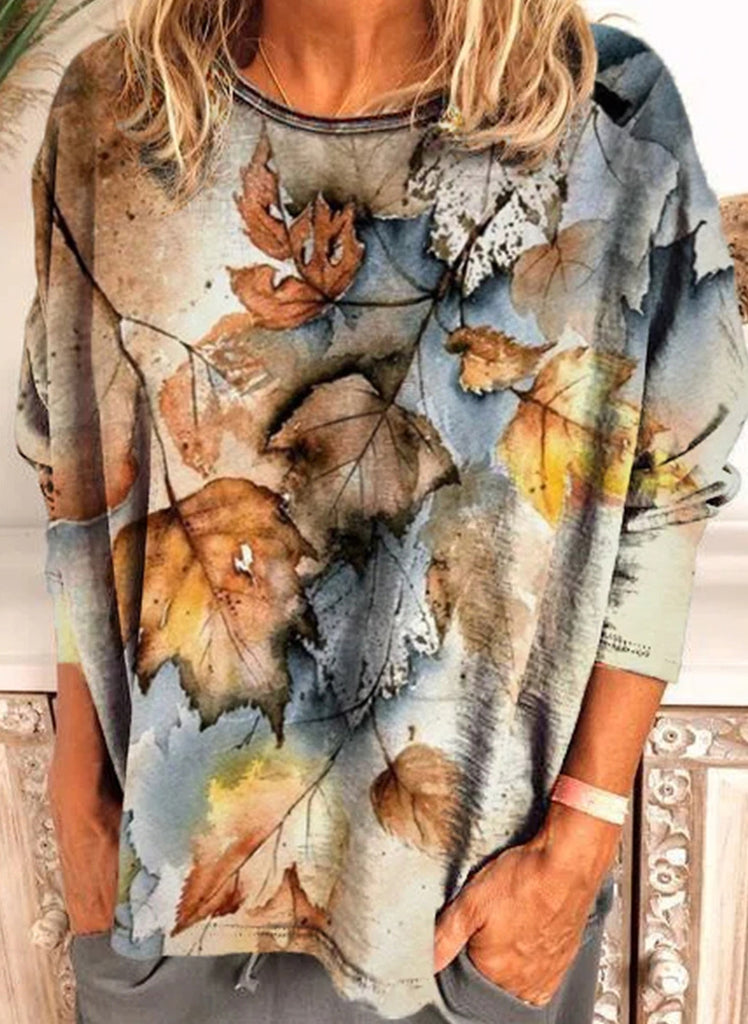 Autumn and Winter New Long-Sleeved Printed T-shirt Top for Women