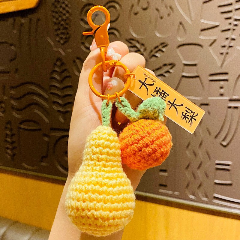 Woven Wool Persimmon Good Persimmon Peanut Plush Crocheted Good Things Happen Pendant Handmade Bag Keychain Accessories