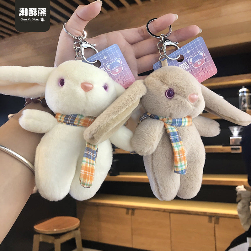 Creative Cartoon Rabbit Keychain Ornaments Plush Doll Doll Pendant Cute Schoolbag Hanging Ornaments Cute Key Ring