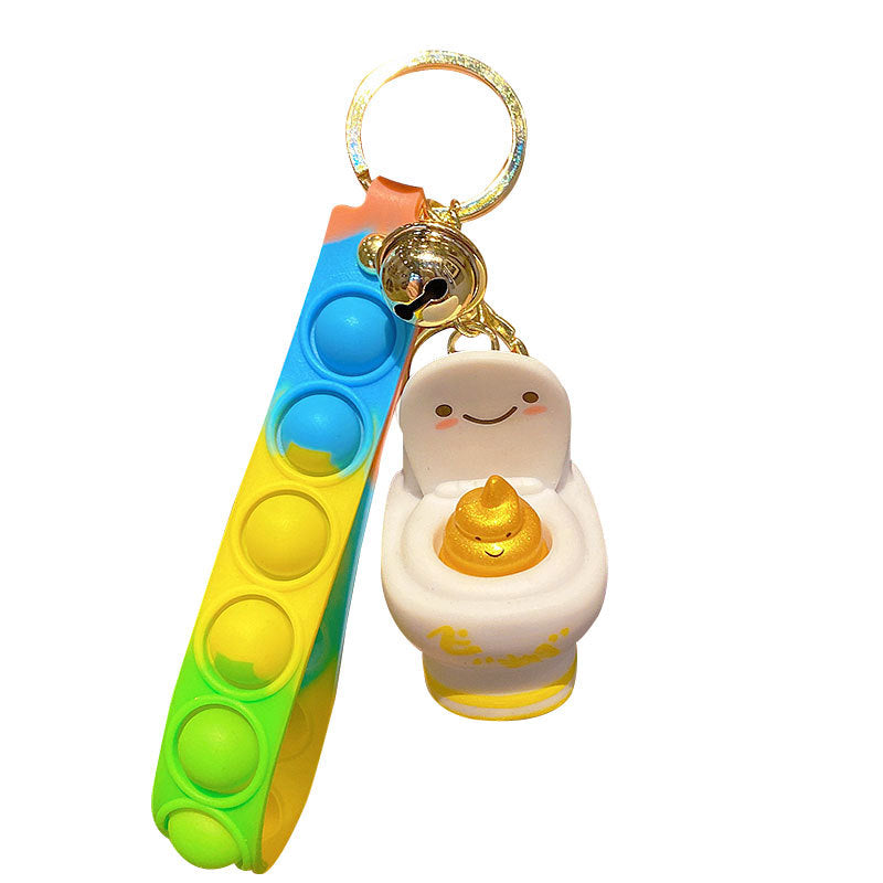 Creative Funny Squeeze Toilet String Clip Keychain Female Cartoon Car Key Chain Schoolbag Pendant Small Gift