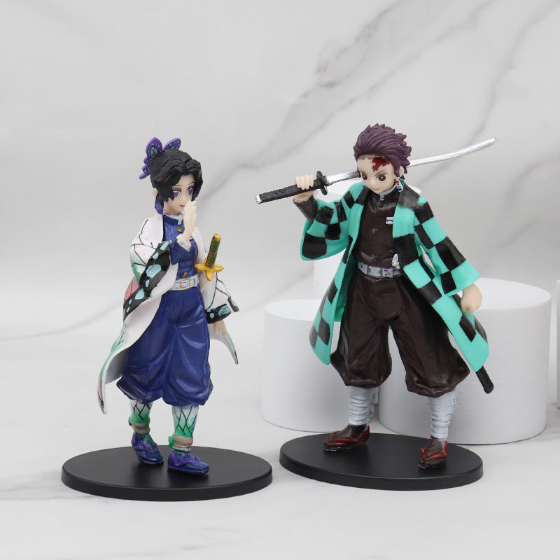 Boxed Kimetsu No Yaiba Hand-Made Wholesale Nezuko Tanjirou Butterfly Bear Car Decoration Model Anime Garage Kits