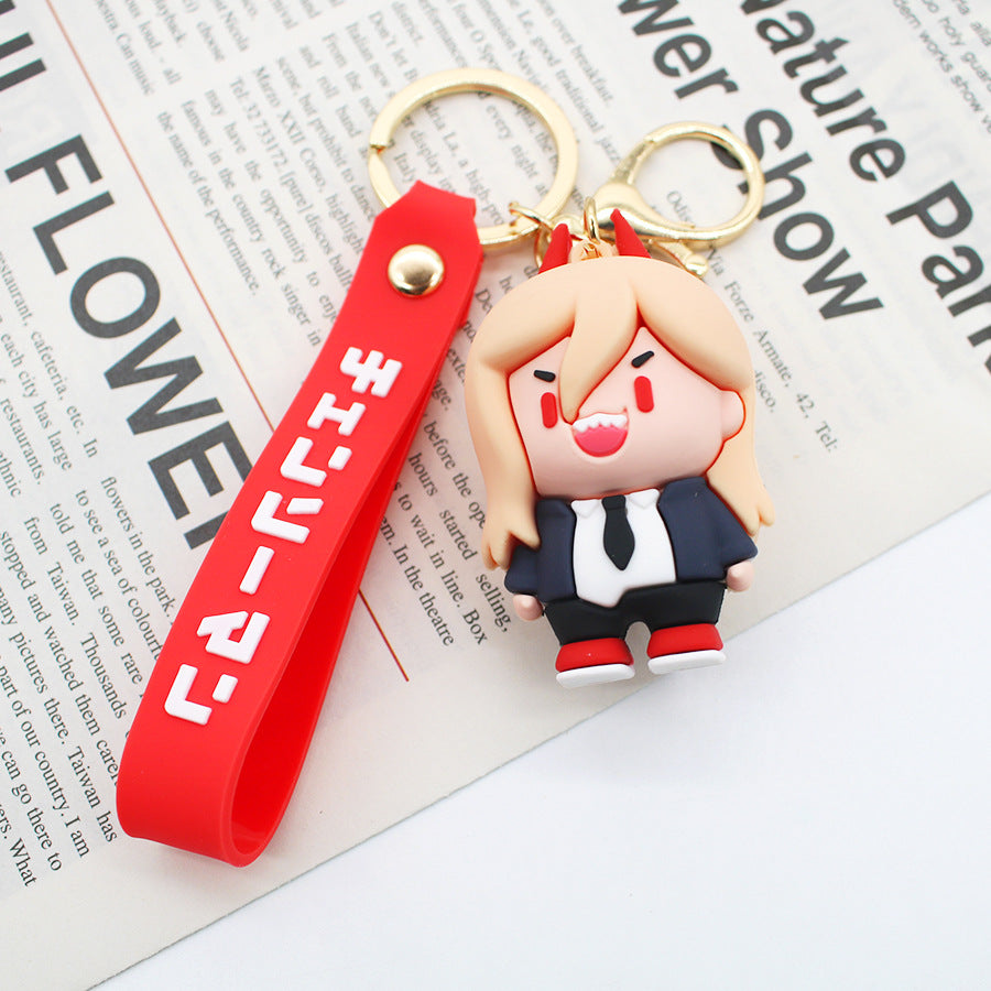 Cartoon Chainsaw Keychain Three-Dimensional Doll Pochita Pawa Electric Key Chain Anime Peripheral Pendant