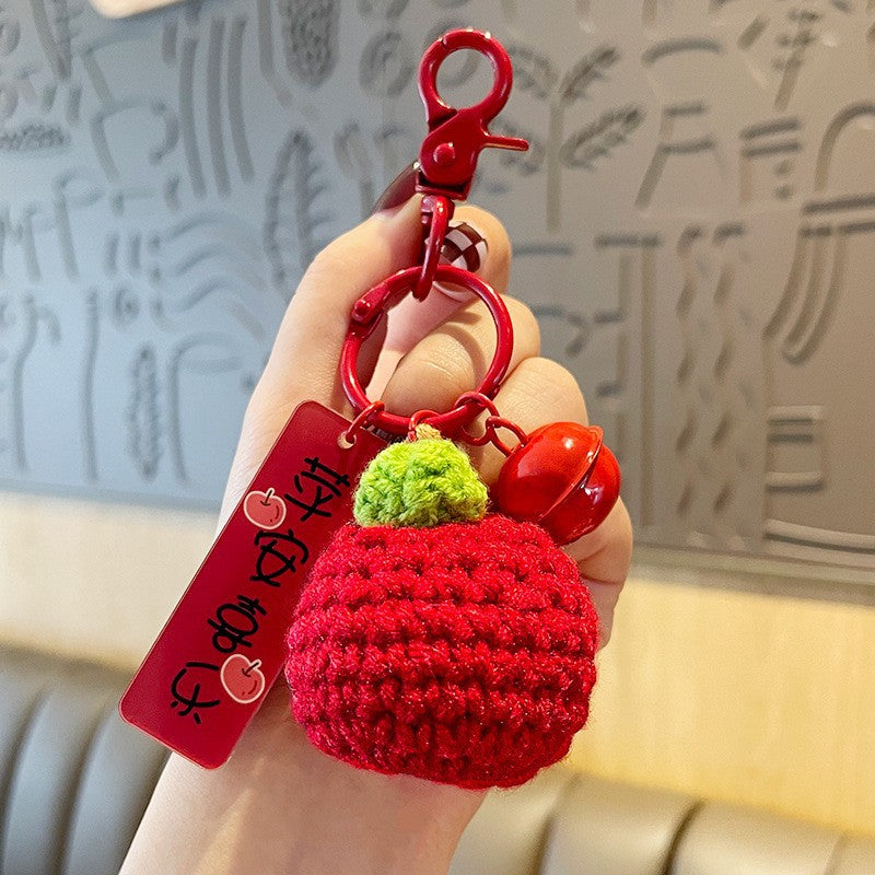 Woven Wool Persimmon Good Persimmon Peanut Plush Crocheted Good Things Happen Pendant Handmade Bag Keychain Accessories