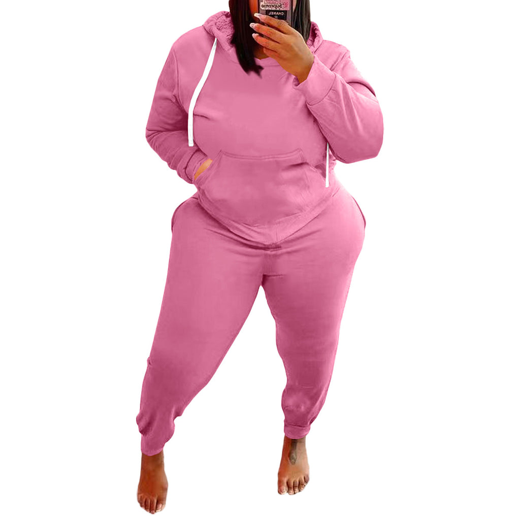 Women's plus Size Fashion Casual Exercise Suit Sweater Two-Piece Set