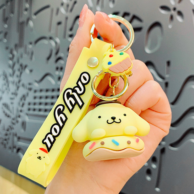 Creative Cartoon Sanrio Donut Keychain Cute Exquisite Big Ear Dog Doll Car Key Chain Accessories