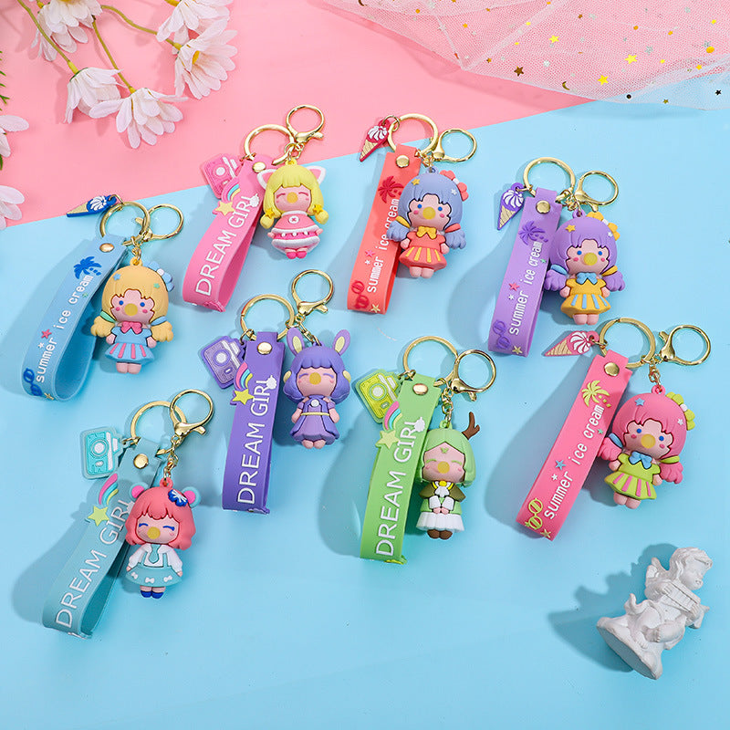 Cute Summer Sea Style Bubble Princess Keychain Trendy Jewelry Pendant Cartoon Doll Exquisite Bag Ornaments