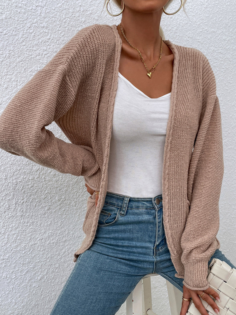 Autumn and Winter Wave Pocket Twist Cardigan Sweater Coat