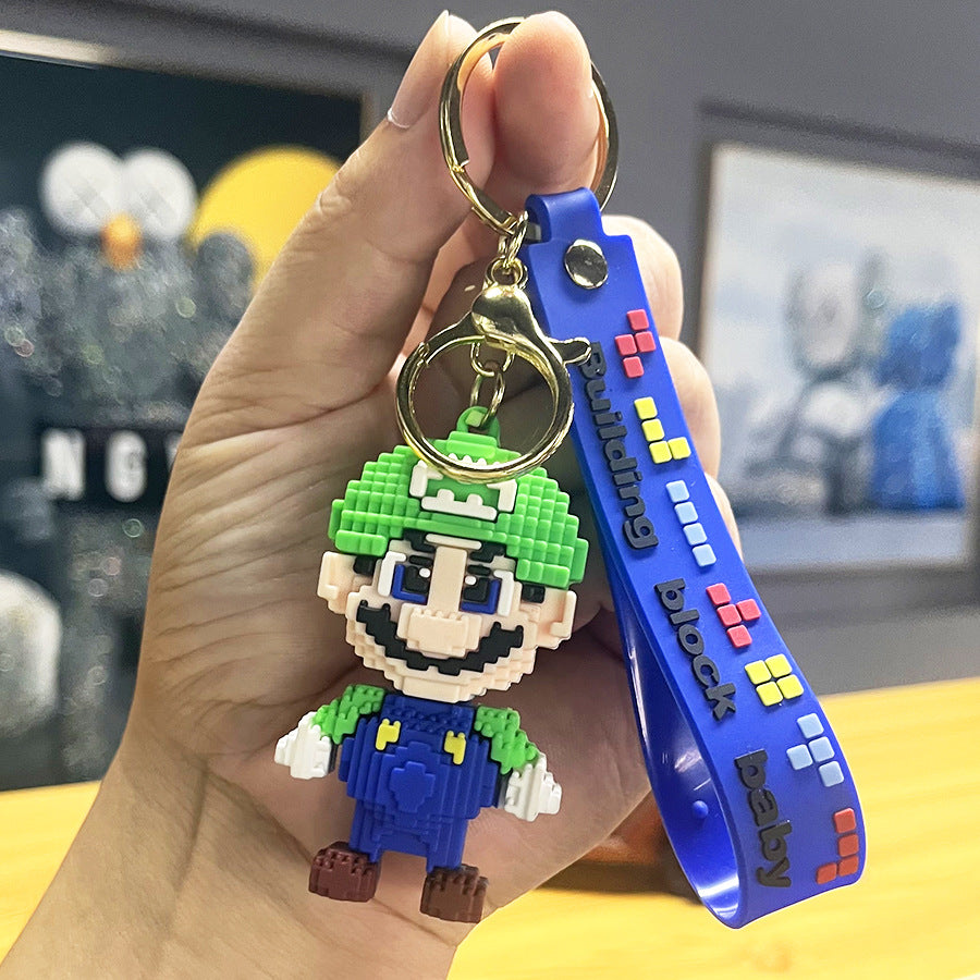 Cartoon Super Mary Mario Mushroom-Shaped Haircut Keychain Creative Car Key Chain Crane Machine Pendant Small Gift