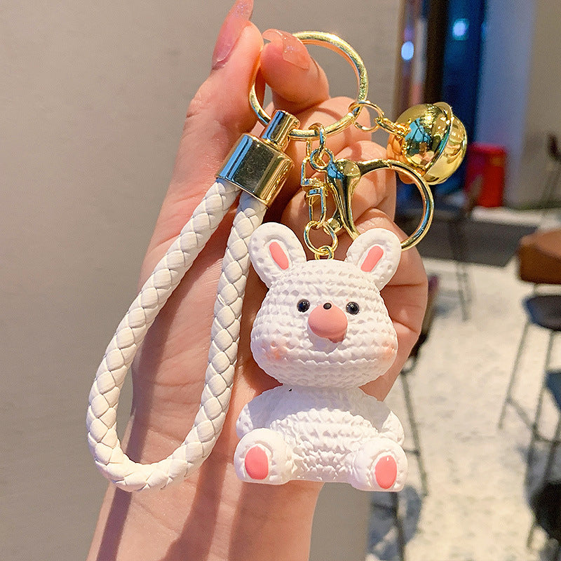 Cartoon Resin Wool Animal Car Key Ring Pendant Men and Women Exquisite Cute Couple Schoolbag Hanging Ornament Small Gift