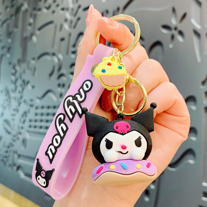 Creative Cartoon Sanrio Donut Keychain Cute Exquisite Big Ear Dog Doll Car Key Chain Accessories