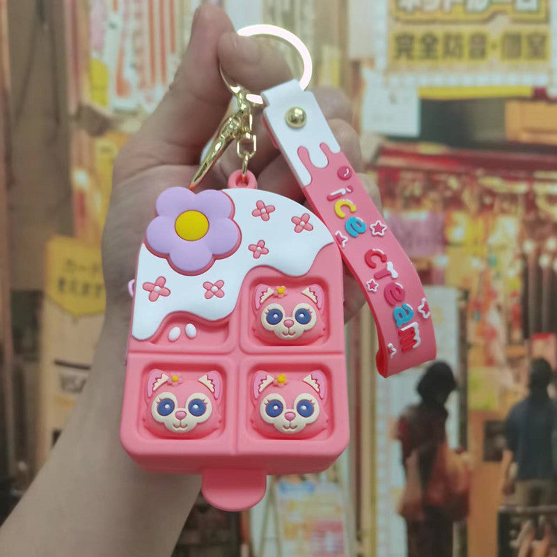 Ice Cream Strawberry Bear Silicone Sorbet Coin Purse Keychain Pendant Hello Kitty Doll Schoolbag Ornaments