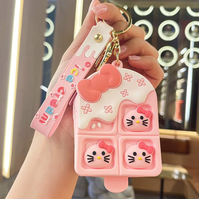 Ice Cream Strawberry Bear Silicone Sorbet Coin Purse Keychain Pendant Hello Kitty Doll Schoolbag Ornaments