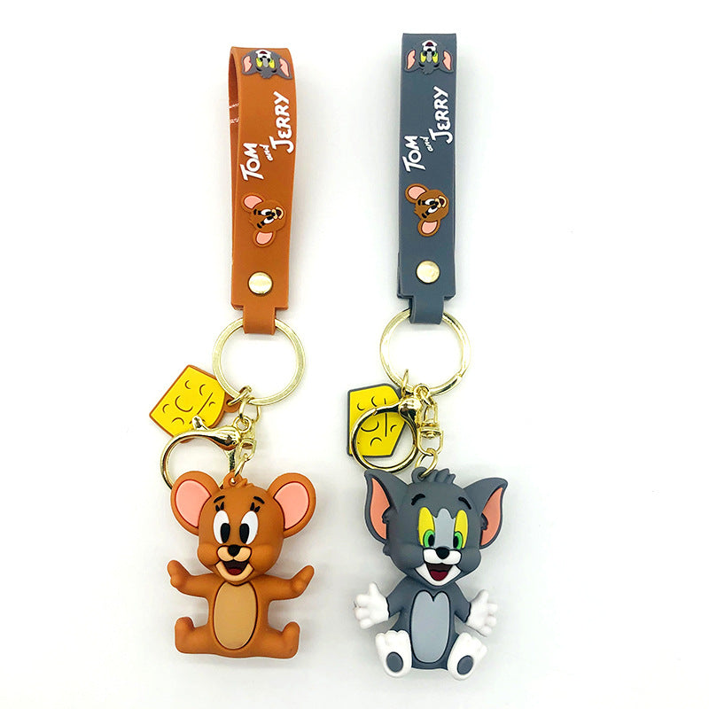 Cartoon Anime Tom Jerry Keychain Creative Cat and Mouse Epoxy Key Chain Men and Women Couple Pendant