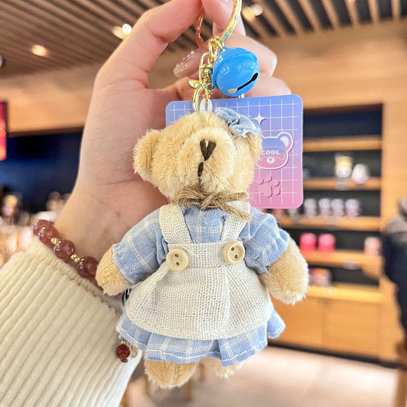 Cartoon Key Button Sackcloth Bear Doll Schoolbag Pendant Creative Bag Pendant Cute Doll Plush Toys