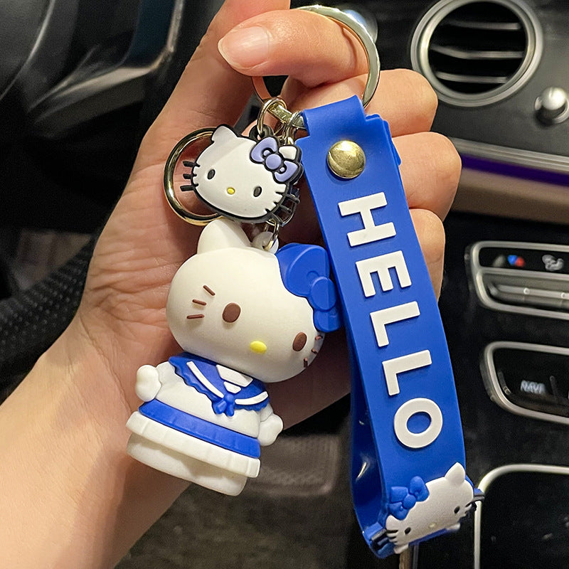 Creative Cartoon Hello Kitty Key Chain Epoxy Couple Bags Pendant Personality Crane Machine Small Gift