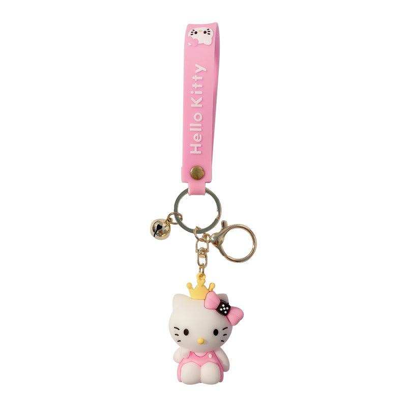 Cartoon Bow White Cat Keychain Cute Car Key Chain Handbag Pendant Creative Key Ring Hanging Ornament