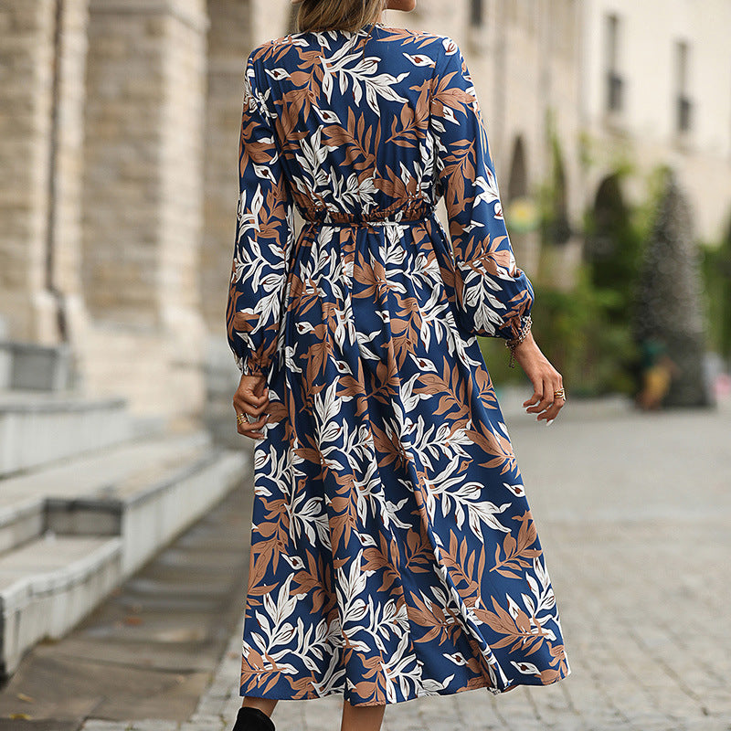 Women's Printed Long-Sleeved Dress