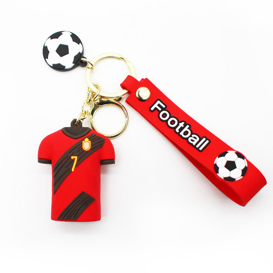 World Cup Soccer Uniform Jersey Keychain 3D Epoxy Creative Football Suit Pendant Football Pendant World Cup Gift