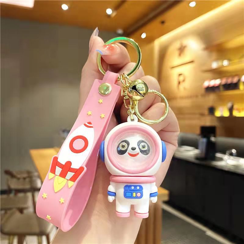 Astronaut Panda Pier Keychain Pendant Epoxy Doll Lovely Bag Ornaments Car Key Chain Small Gift