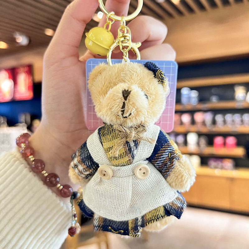 Cartoon Key Button Sackcloth Bear Doll Schoolbag Pendant Creative Bag Pendant Cute Doll Plush Toys