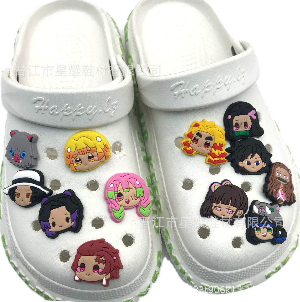 Cute Riman PVC Shoes Flower Embroidery Shoes Button Garden Hole Shoes Accessories Cartoon Eva Sandals Top Decoration Accessories