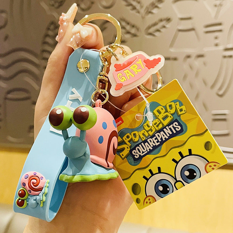 Cartoon SpongeBob Pie Star Keychain Female Cute Exquisite Couple Car Key Chain Handbag Pendant