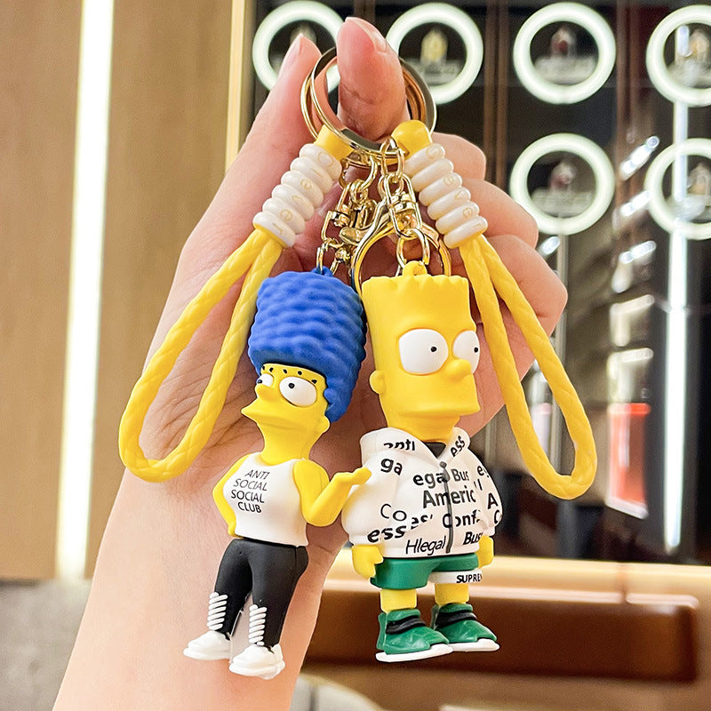 Celebrity Family Simpson Keychain Pendant Creative Cartoon Yiwu Small Commodity Doll Key Ring Pendants