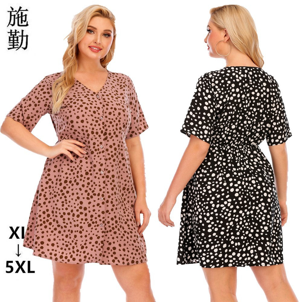 Women's Short-Sleeved Printed Dress