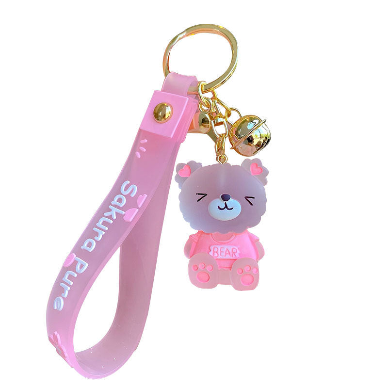 Creative Cartoon Cute Jelly Bear Keychain Pink Girlish Bag Pendant Fun Cute Student Schoolbag