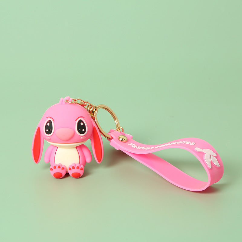 Cartoon Stitch PVC Flexible Glue Keychain Creative Couple Bags Silica Gel Key Chain Pendant