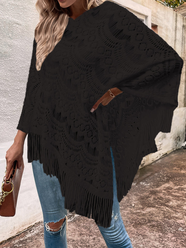 Women's Irregular Tassel Lace Sweater Shawl