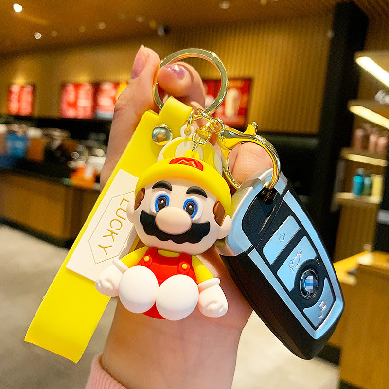 Creative Epoxy Mario Doll Keychain Pendant Cute Cartoon Car Key Chain Pendant Small Gift