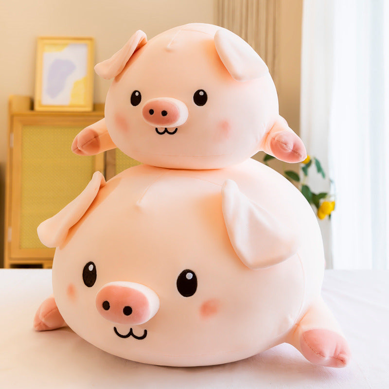 Cute Animal Ball Pig Pillow Plush Toy Lazy Round Roll Pillow For Girls Sleeping Pillow Living Room Decoration