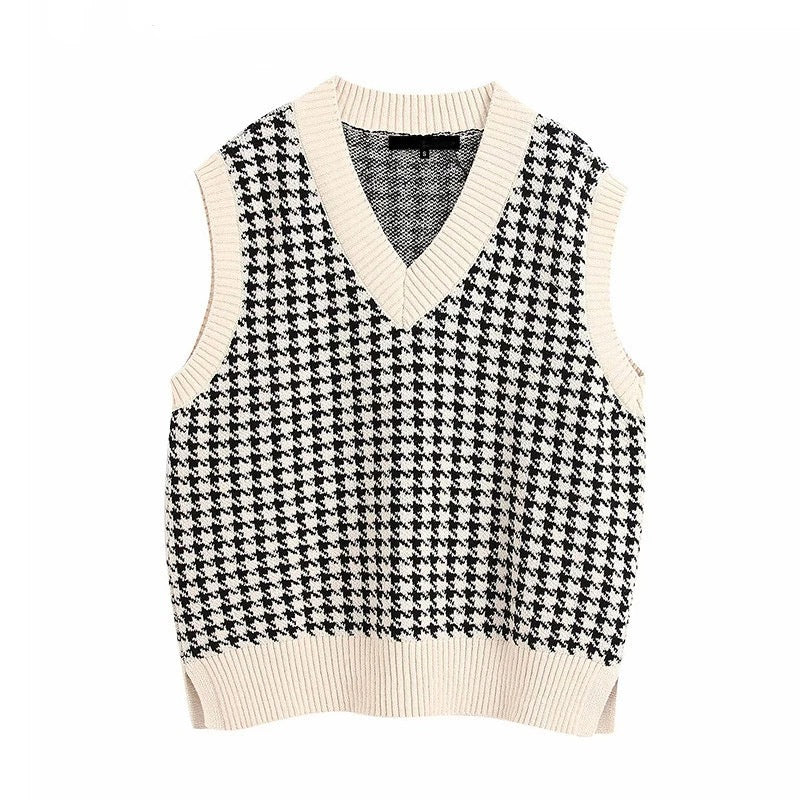 European and American Knitwear Loose Retro plus Size Sweater Pullover Women's Vest