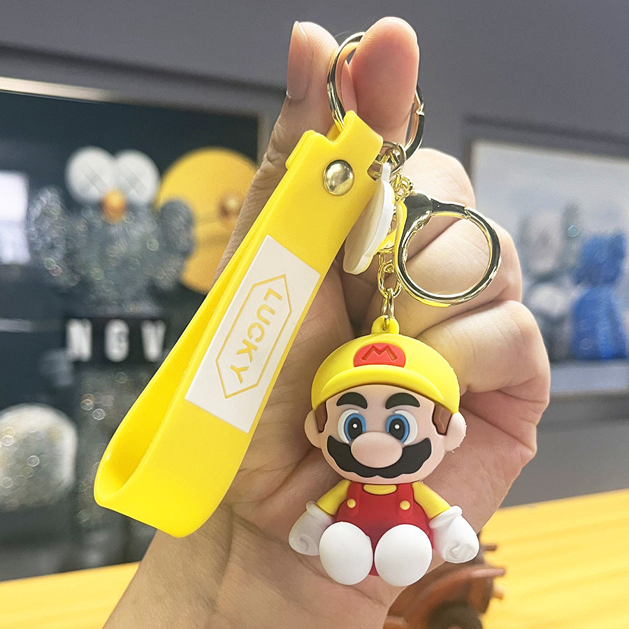 Cartoon Super Mary Mario Mushroom-Shaped Haircut Keychain Creative Car Key Chain Crane Machine Pendant Small Gift