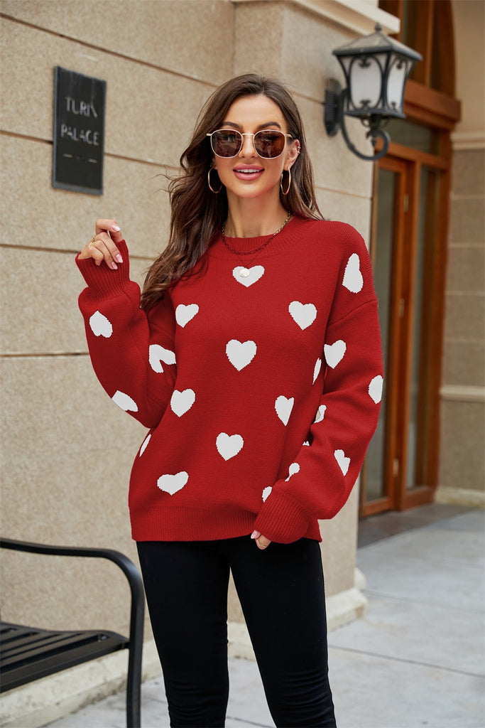 Bestseller Valentine's Day Love Pullover Women's Knitwear Women's Large Size Loose Cross-Border Sweater Women