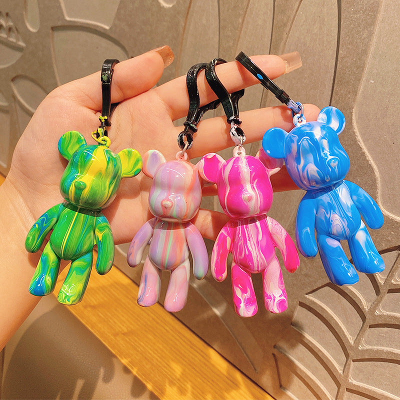 Fluid Violent Bear Keychain Handmade DIY Material Package Homemade Fluid Bear Pendant Creative White Body Hand-Made