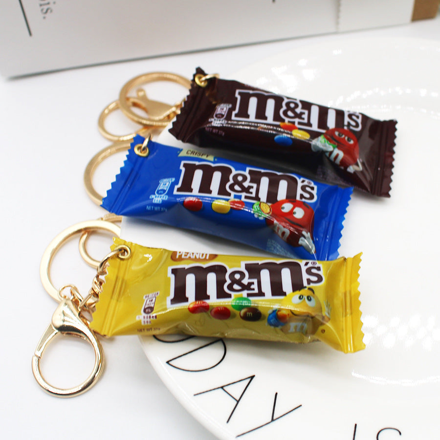 Candy Toy Simulation M Bean Keychain Creative Candy Chocolate Chocolate Fun M Bean Pendant Decoration Decoraive Hangings