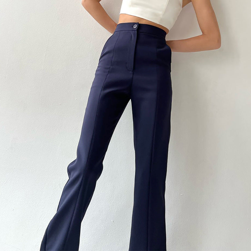 European and American Pants Fashionable Tall Straight-Leg Pants Split Trousers Women's Fashionable All-Match Design Sense Niche Casual Pants