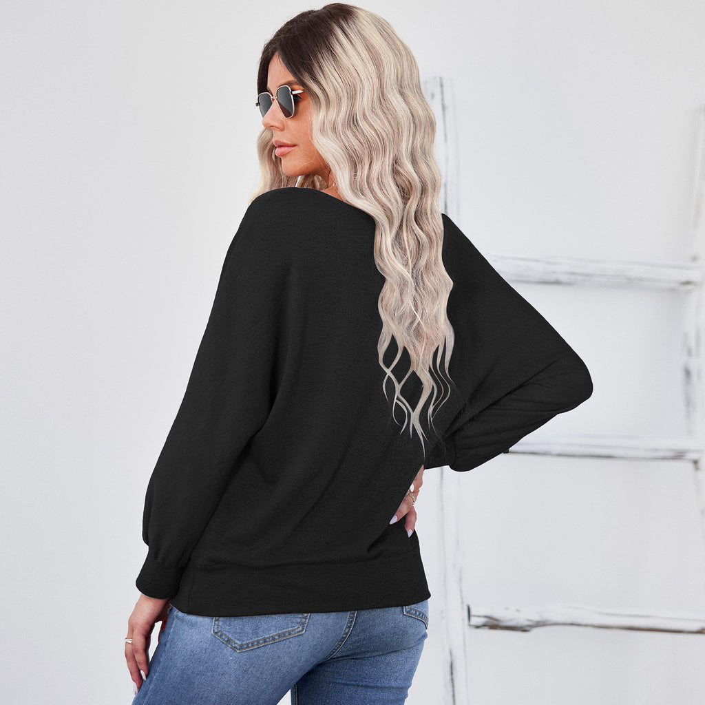 2022 Early Autumn New round Neck Loose Long Sleeves Pullover Bottoming Shirt Stitching T-shirt Top