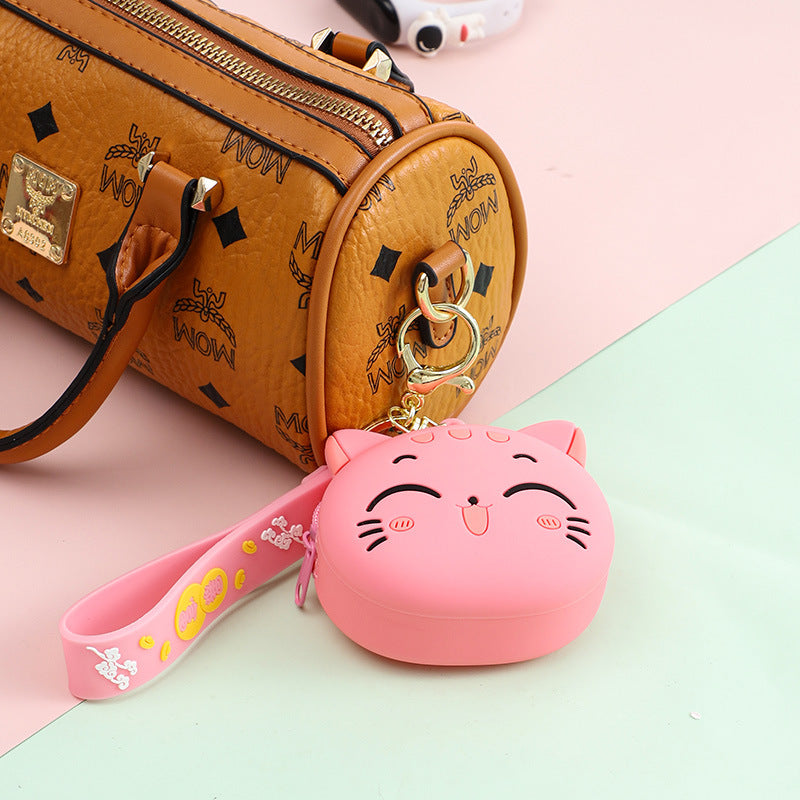 Creative Cartoon Cat Coin Purse Keychain Cute Pendant Exquisite Schoolbag Pendant Coin Earphone Storage