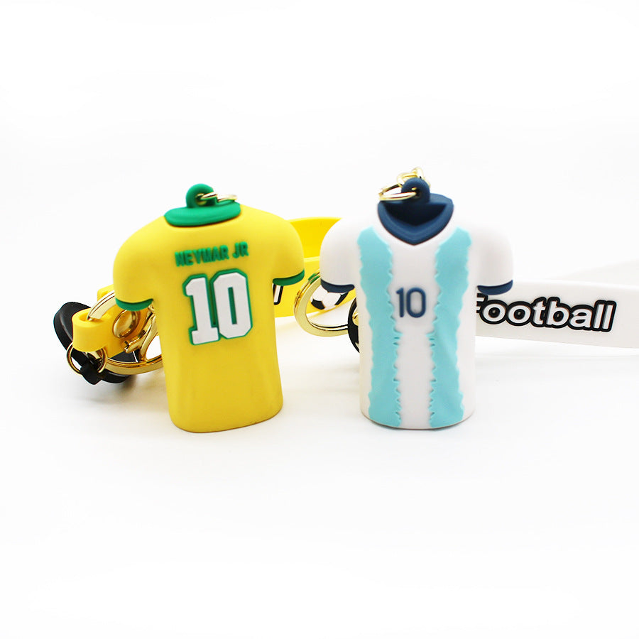 World Cup Soccer Uniform Jersey Keychain 3D Epoxy Creative Football Suit Pendant Football Pendant World Cup Gift