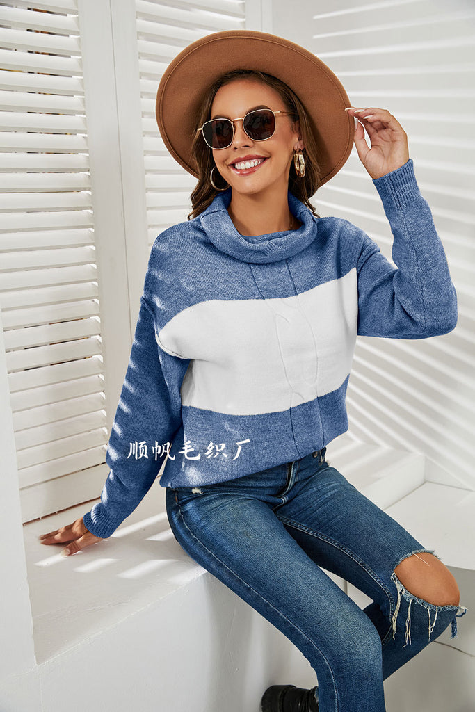 Turtleneck Cable-Knit Sweater Fashion Oversized Pullover Women's Clothing