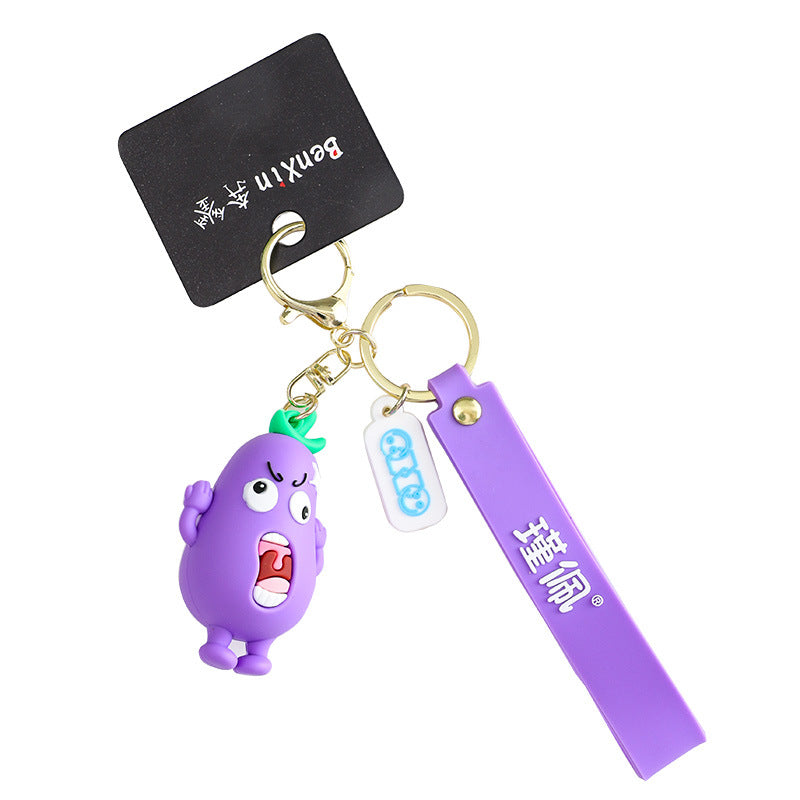 Emotional Vegetable Keychain Pendant Angry Eggplant Little Creative Gifts Exquisite Couple Bags Hanging Ornament