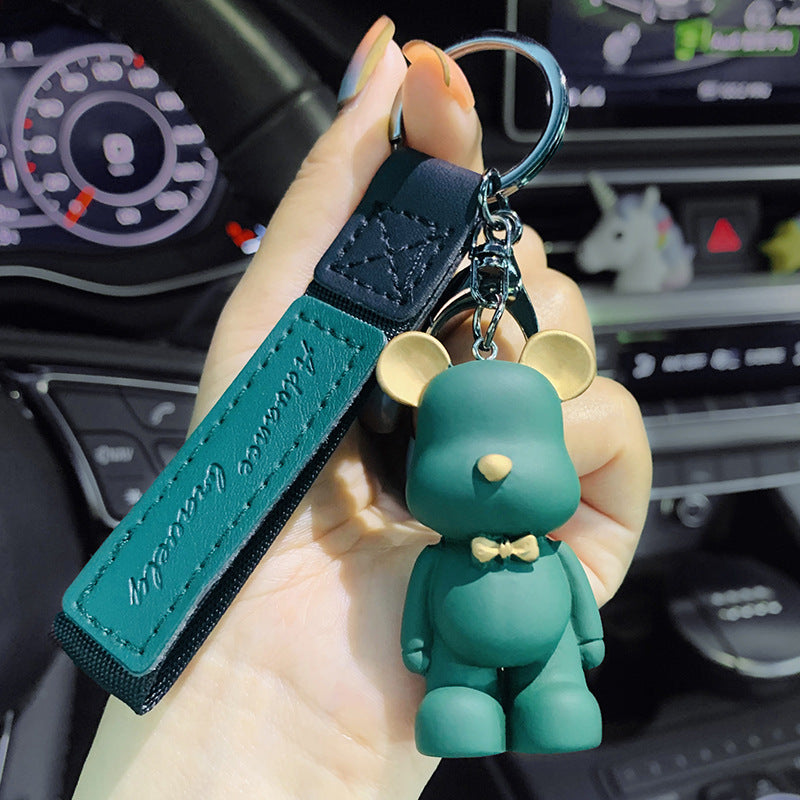 Creative Cute Nordic Bearbrick Bow Tie Bear Keychain Men and Women Car Key Chain Pendant Bag Hanging Ornaments