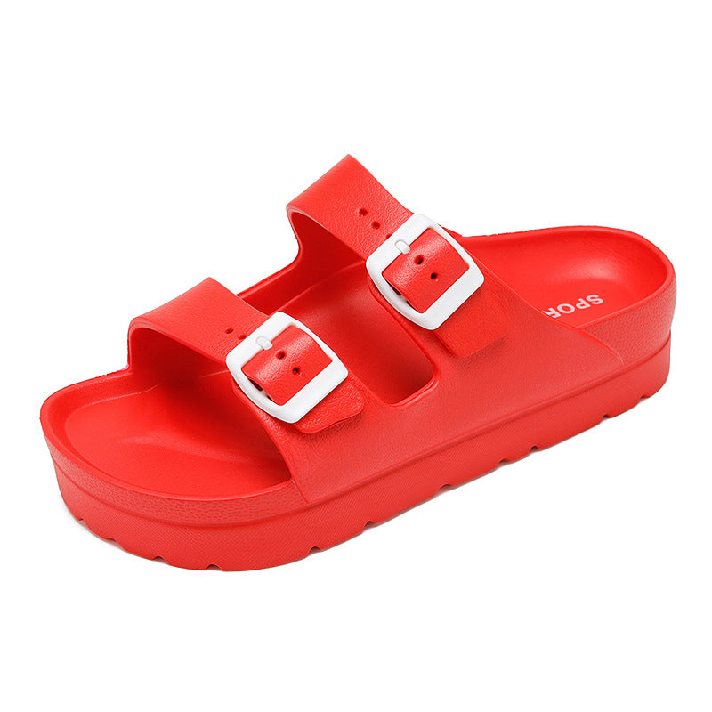 Eva Platform Casual Slippers Casual Outdoor Sandals and Slippers Double Buckle Lightweight Non-Slip Beach Shoes