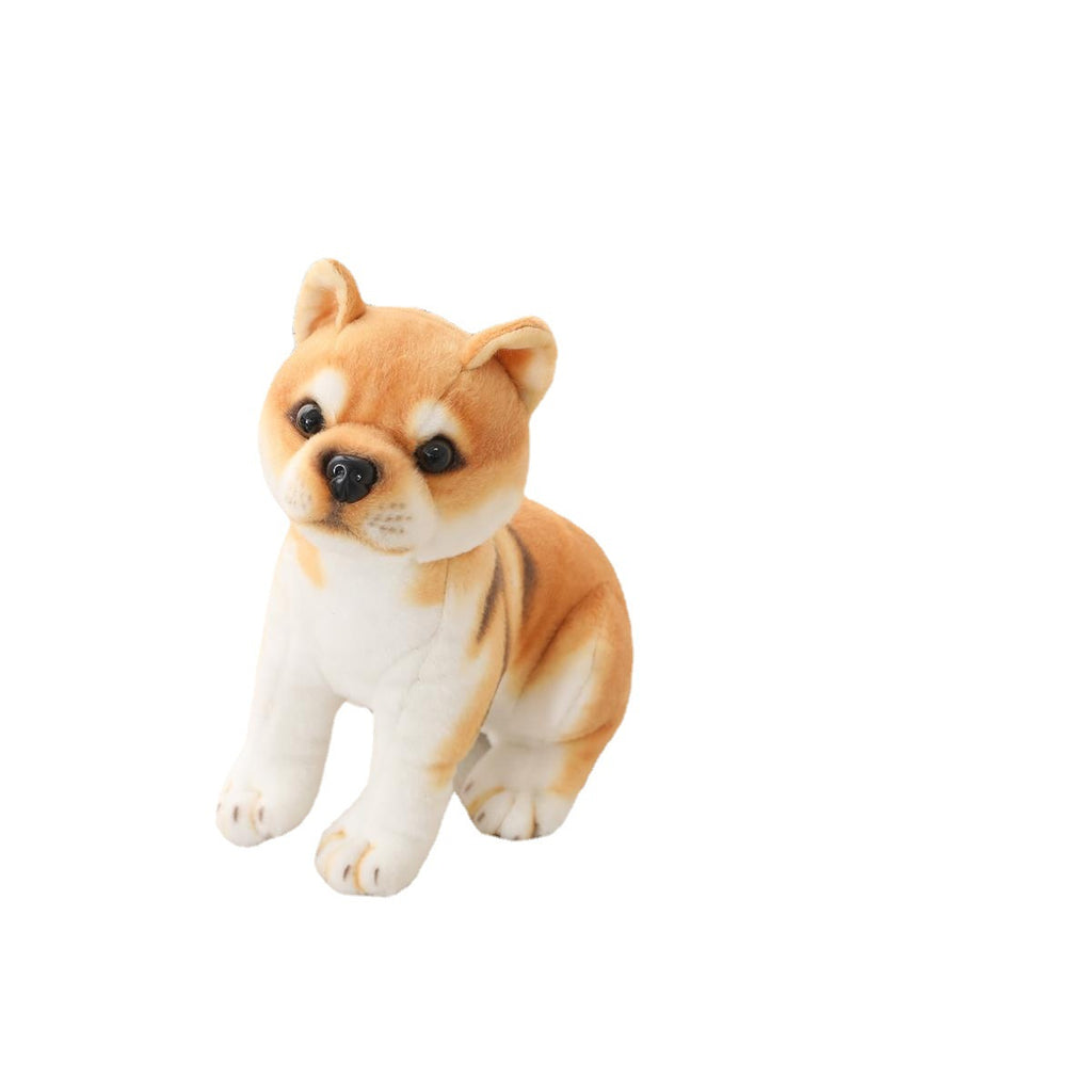 Cute Simulation Shiba Inu Doll Half Khaki Doll Baby Cognitive Plush Toy Dog Sleeping Pillow Gift