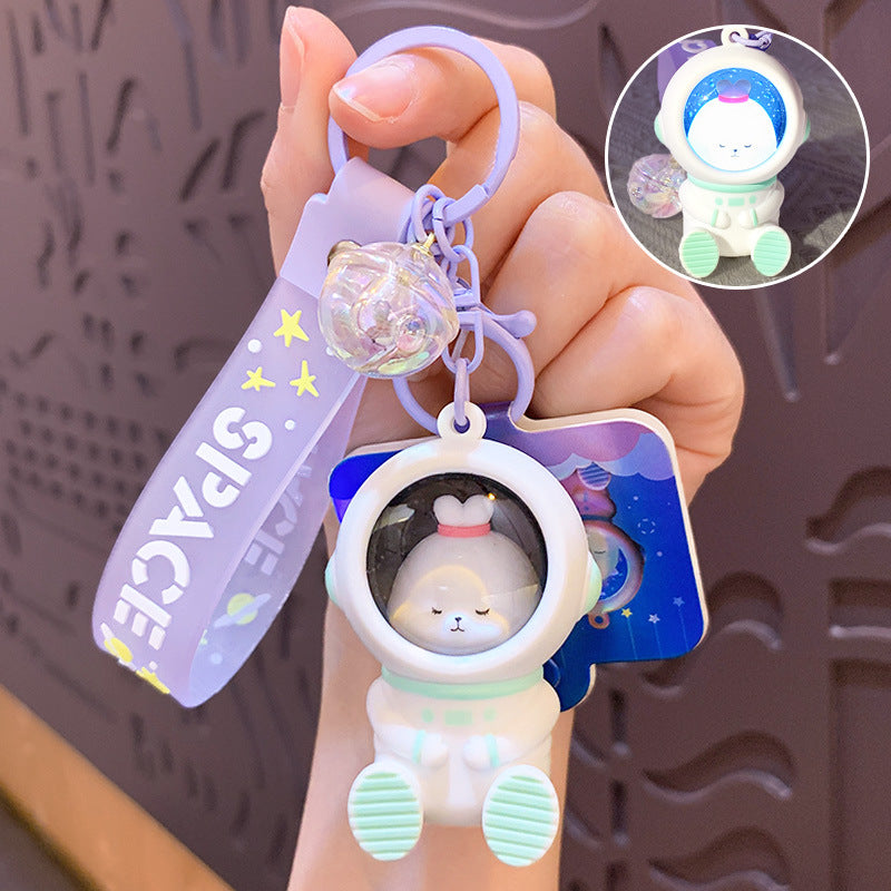 Astronaut Sunset Light Keychain Female Cute Cartoon Couple Car Key Chain Schoolbag Pendant Small Gift