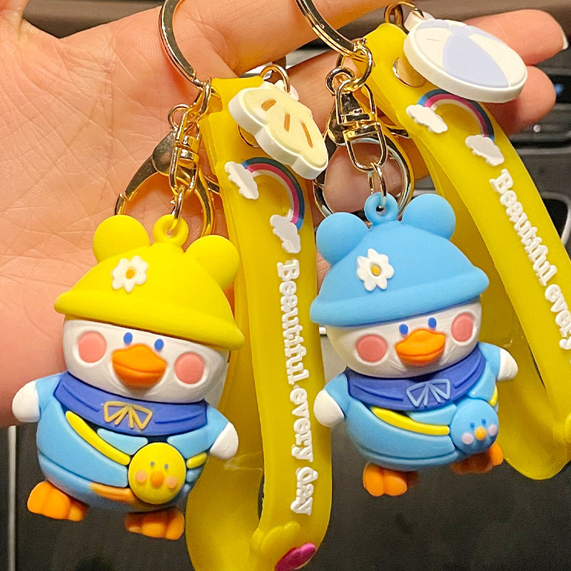 Cute Backpack Duck Cartoon Key Button Men's and Women's Bag Ornaments Creative Korean Version Duck