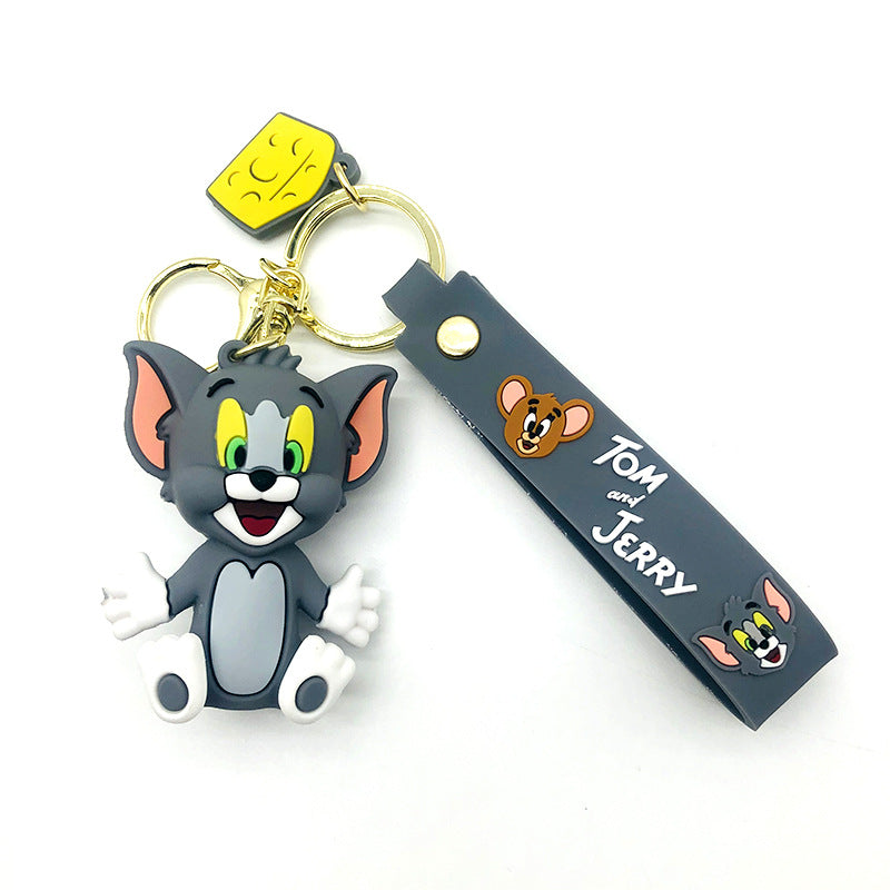 Cartoon Anime Tom Jerry Keychain Creative Cat and Mouse Epoxy Key Chain Men and Women Couple Pendant